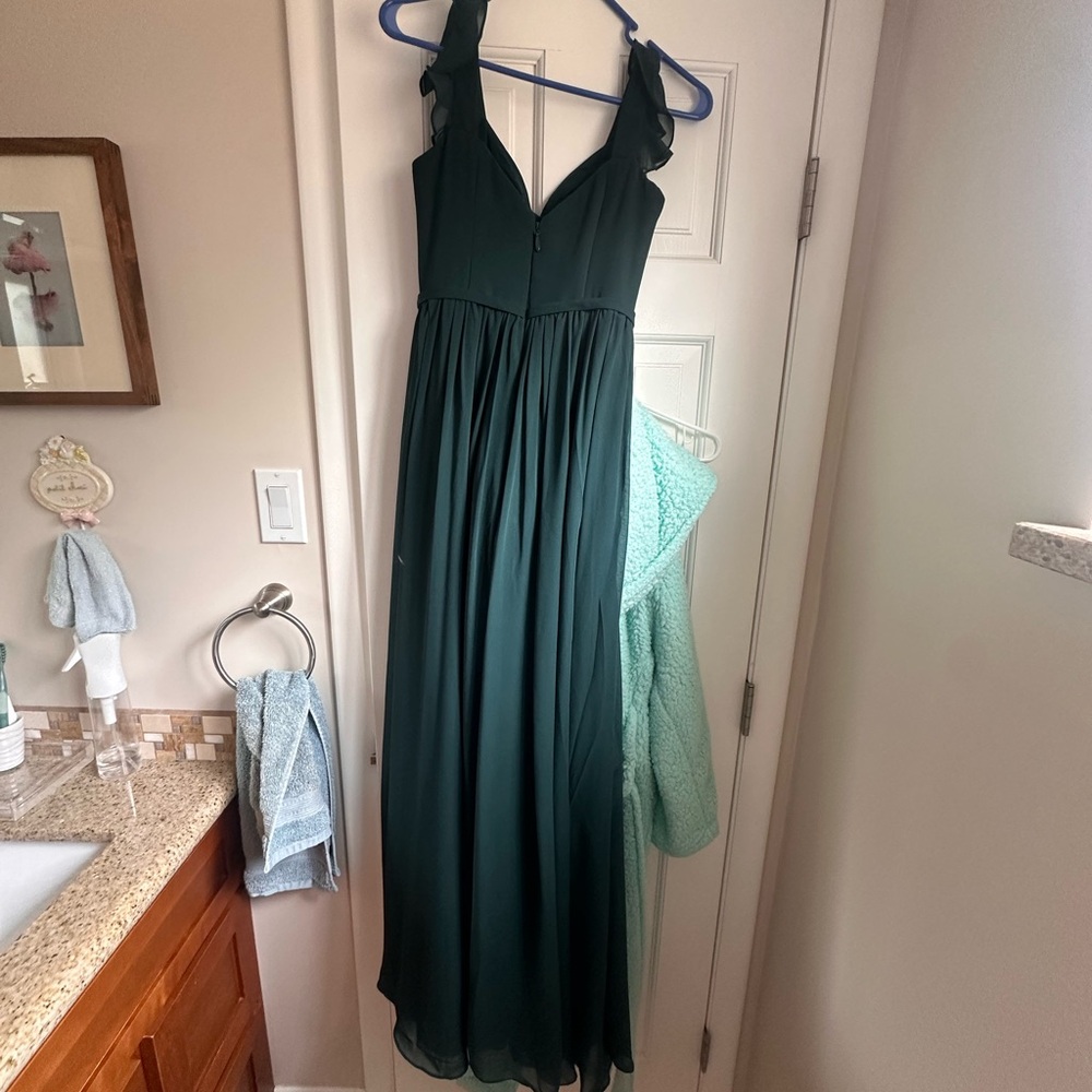 Azazie Green Pleated Halter Maxi Gown